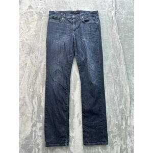 J.J. Joes Jeans Mens Sz 33x34 Blue The Brixton Straight Leg Dark Whiskered Fade